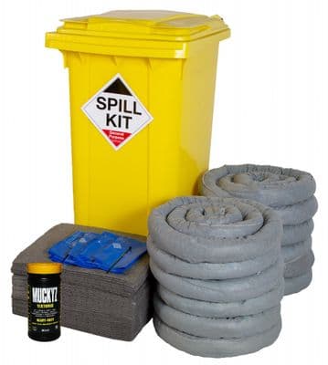 240 Litre General Purpose Spill Kit | Yellow Wheeled Bin | GSK240