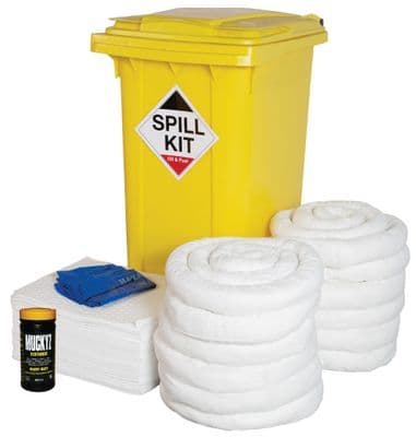 240 Litre Oil & Fuel Spill Kit | Yellow Wheeled Bin | OSK240