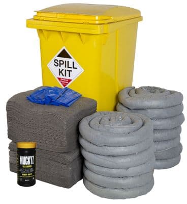 360 Litre General Purpose Spill Kit | Yellow Wheeled Bin | GSK360