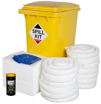360 Litre Oil & Fuel Spill Kit  | Yellow Wheeled Bin | OSK360