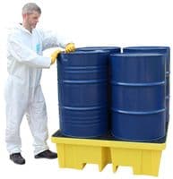 4 Drum Spill Pallet | 4 Way Forklift Access | 250 Litre Sump
