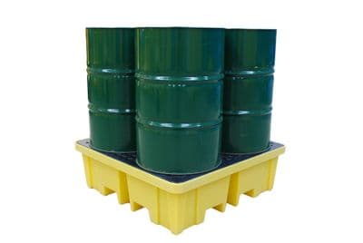 4 Drum Spill Pallet | 4 Way Forklift Access | 250 Litre Sump