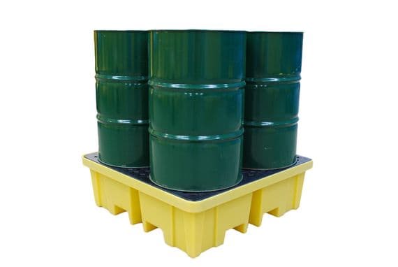 4 Drum Spill Pallet | 4 Way Forklift Access | 250 Litre Sump