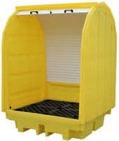 4 Drum Spill Pallet | Hard Cover Lockable Roller Shutter Door | 410 Litre Sump