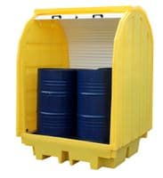 4 Drum Spill Pallet | Hard Cover Lockable Roller Shutter Door | 410 Litre Sump