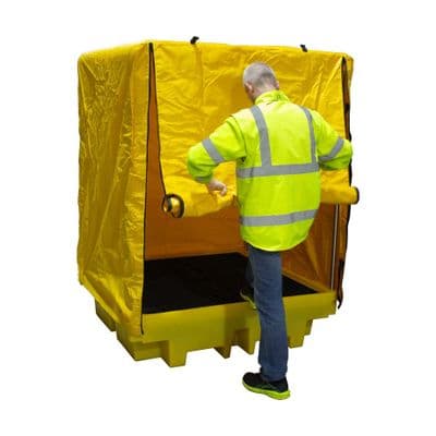 4 Drum Spill Pallet | Soft Cover Forkliftable | 410 Litre Sump