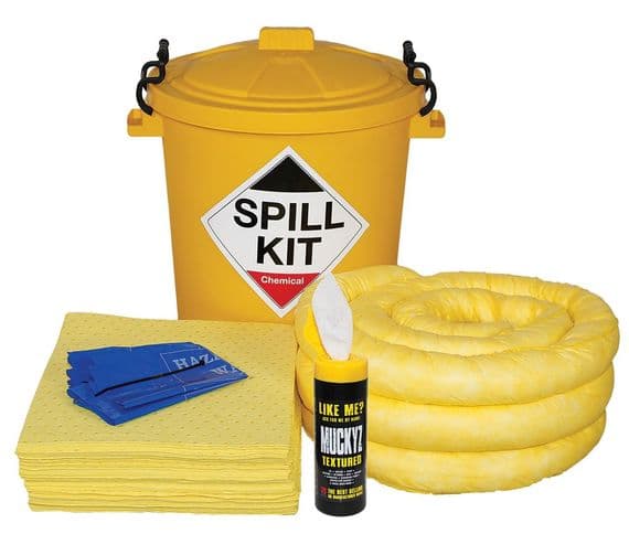 65 Litre Chemical Spill Kit | Yellow Plastic Drum | CSK6