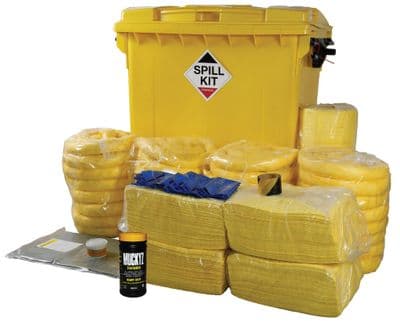 800 Litre Chemical Spill Kit | Yellow Wheeled Bin with Drain Cover | CSKT