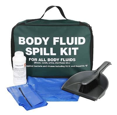 Body Fluid Spill Kit with Disinfectant Powder in a Green Zip Bag (Pack of 5) - BFK3/HO