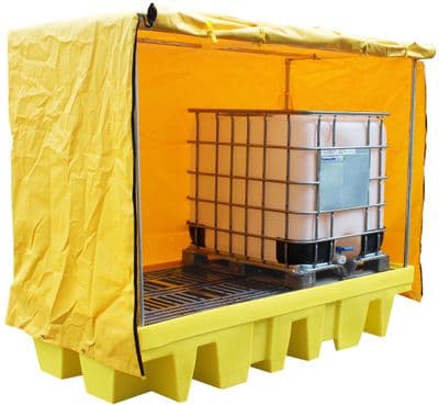 Covered IBC Bund Spill Pallet for 2 x 1000 Litre IBCs  1140 Litre Sump with Frame & Cover (BB2C)