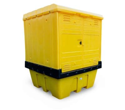 Covered IBC Spill Pallet with Rigid Hard Cover – HC1-YE-YE