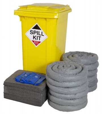 General Purpose Spill Kit Yellow Wheeled Bin 240ltr - GSK240