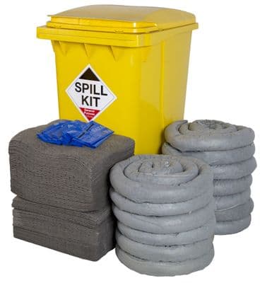 General Purpose Spill Kit Yellow Wheeled Bin 360ltr - GSK360