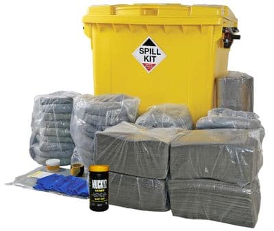 General Purpose Spill Kit Yellow Wheeled Bin with Drain Cover 800ltr - GSKT