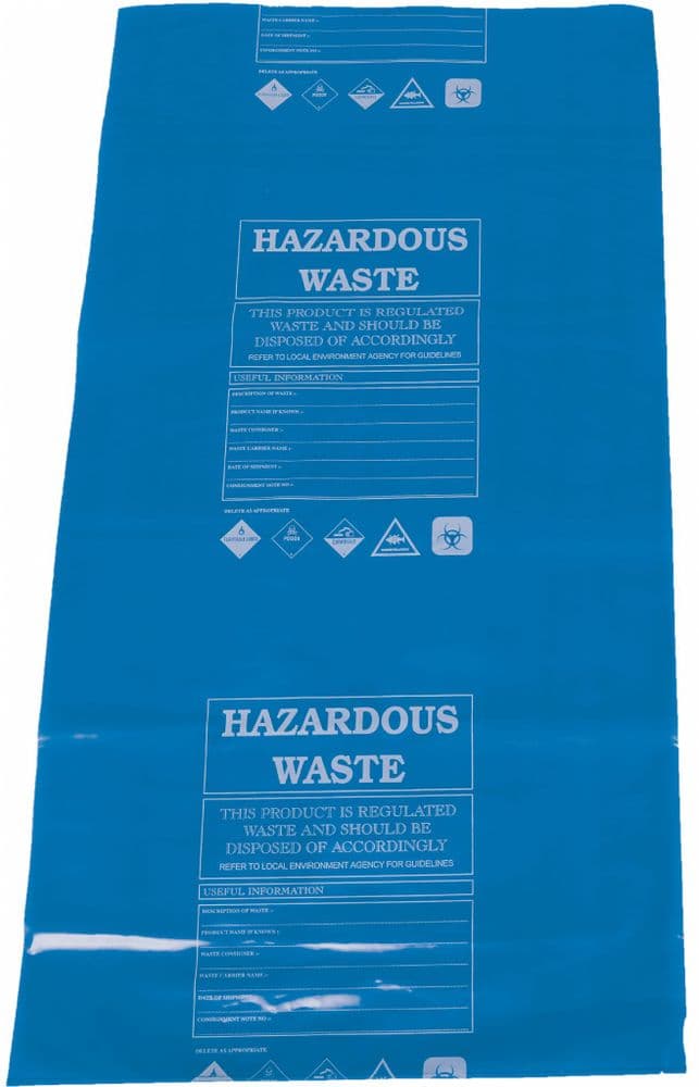 Hazardous Waste Disposal Bags 60cm x 110cm 125 micron 50 Bags