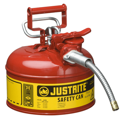Justrite Type II Safety Can | 4 Litre | AccuFlow  Hose | Red | 7210120Z
