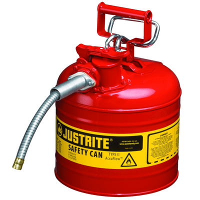 Justrite Type II Safety Can | 7.5 Litre | AccuFlow  Hose | Red | 7220120Z