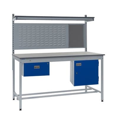 Kit C - Workbench with Single Drawer, Storage Cupboard, Louvre Panel & Shelf