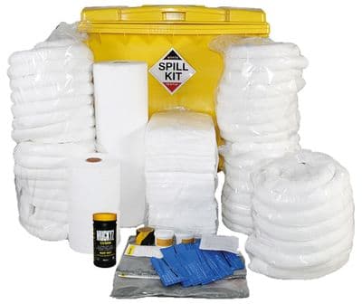 Oil & Fuel Spill Kit Yellow Wheeled Bin with Drain Cover 1100ltr - OSKI