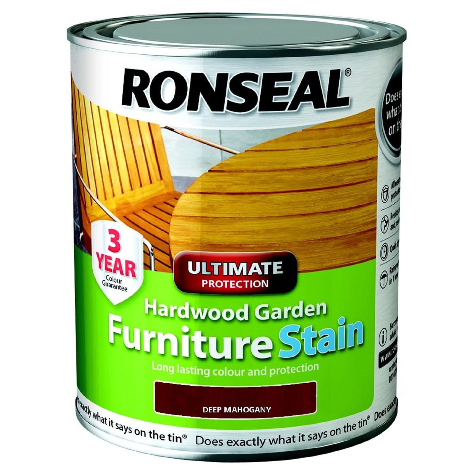 Ronseal 750ml hardwood garden stain Deep Mahogany