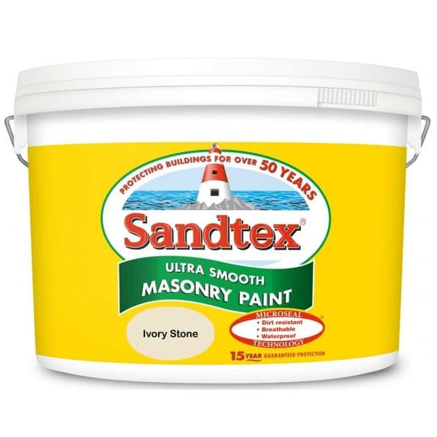 Sandtex 10L Ivory Stone smooth masonry paint