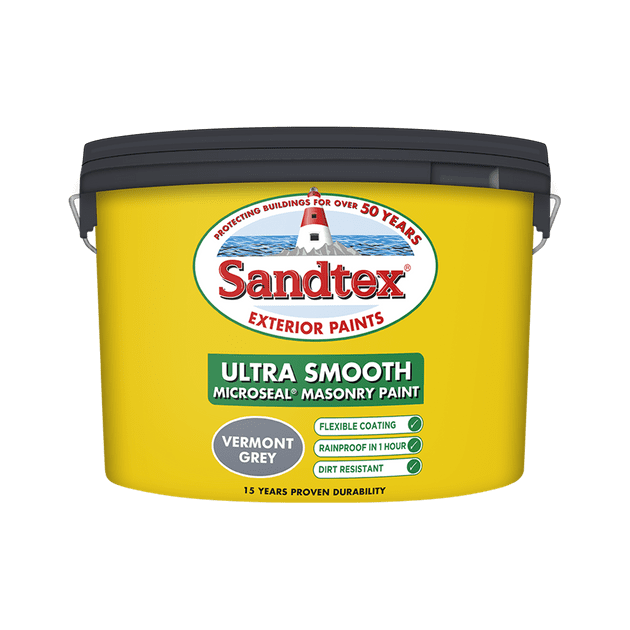 Sandtex 10L Vermont Grey smooth masonry paint