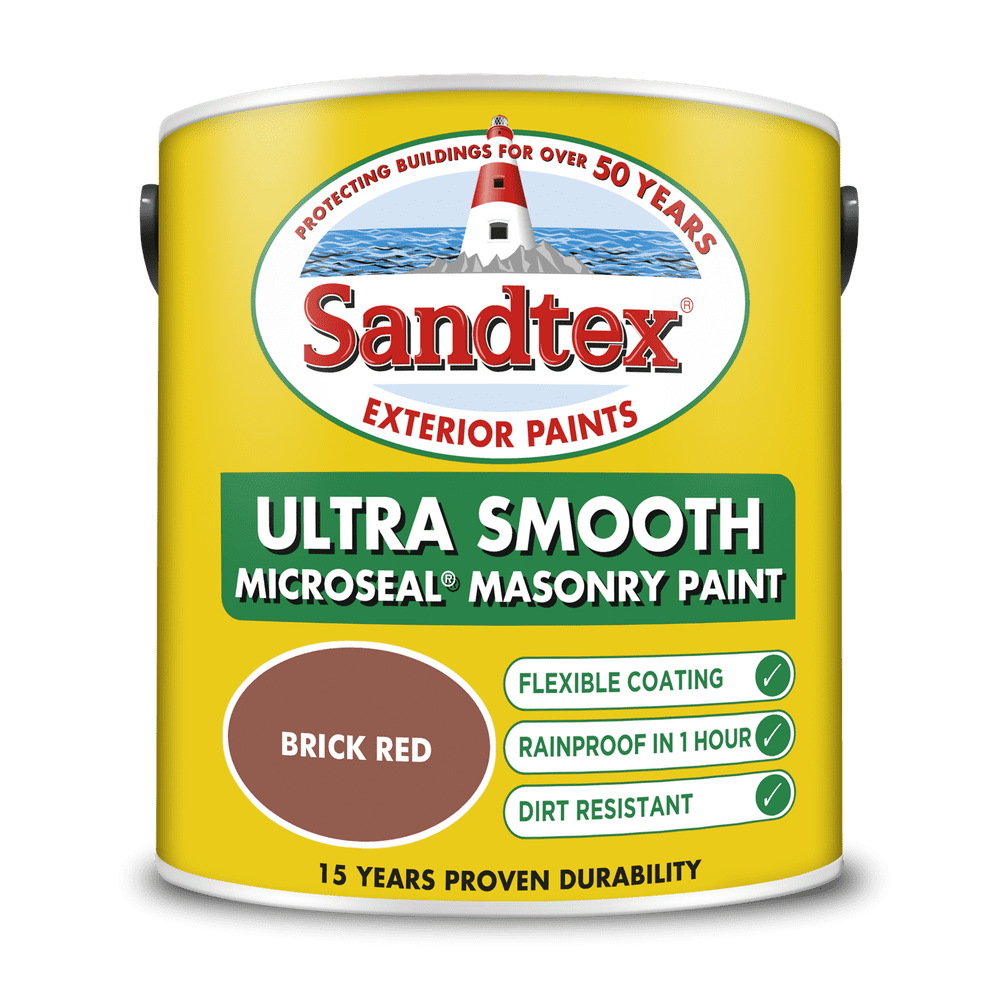 Sandtex 2 5L Brick Red smooth masonry paint