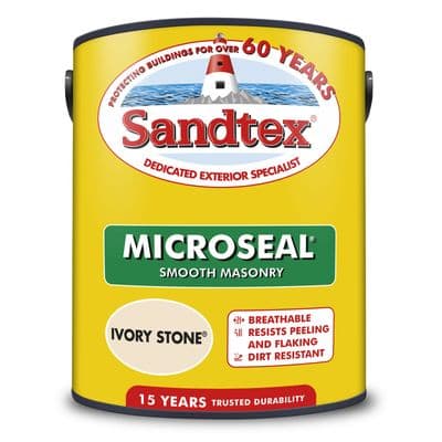 Sandtex 5L Ivory Stone smooth masonry paint