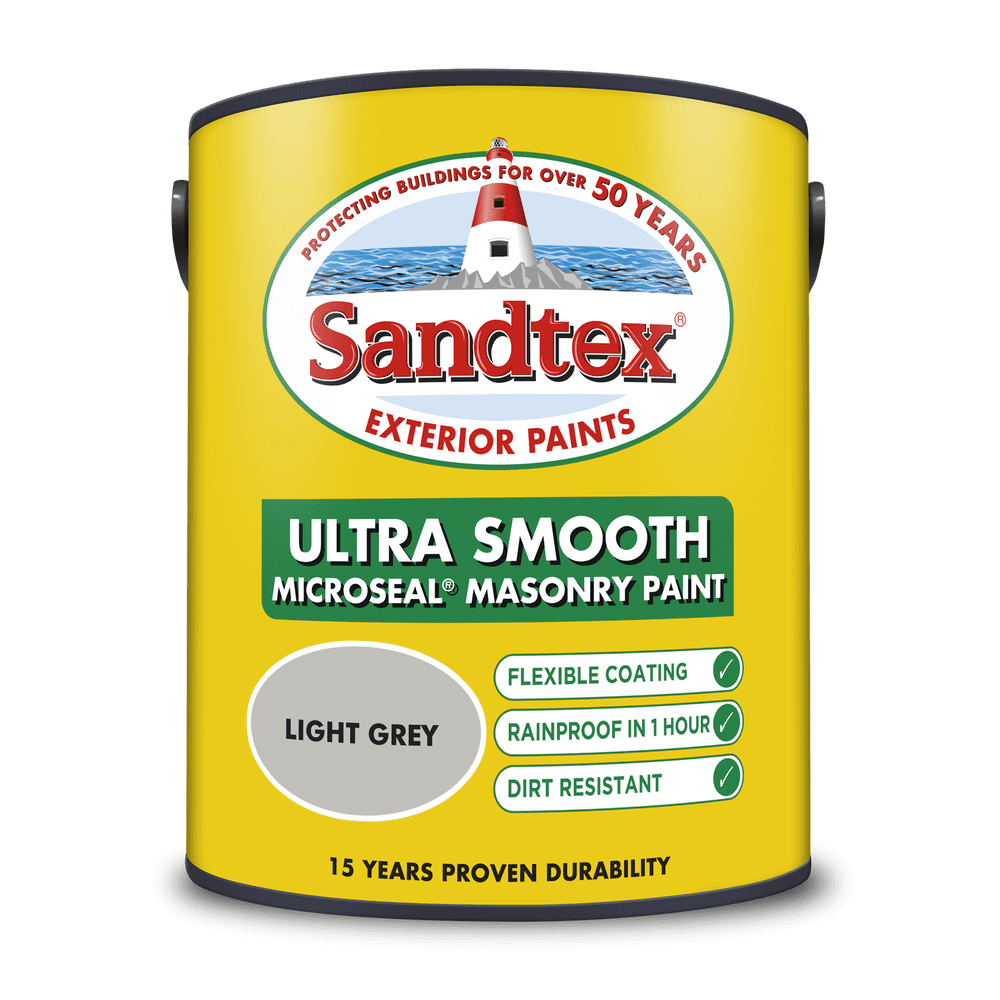 Sandtex 5L Light Grey smooth masonry paint