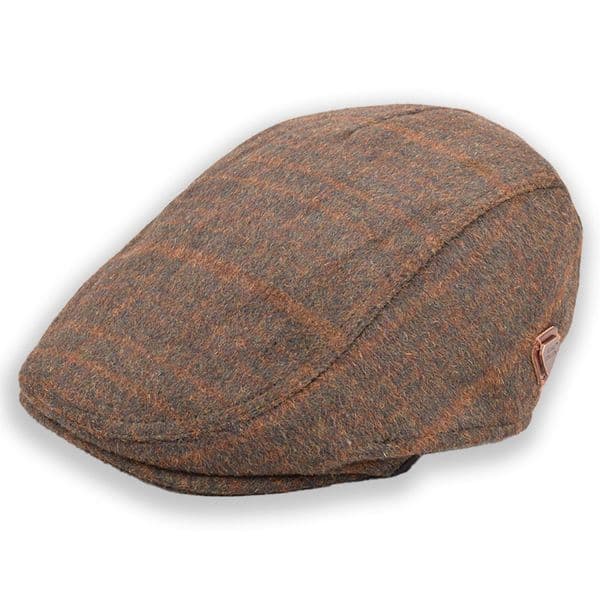 One Size Men showerproof Check Brown Flat Hat