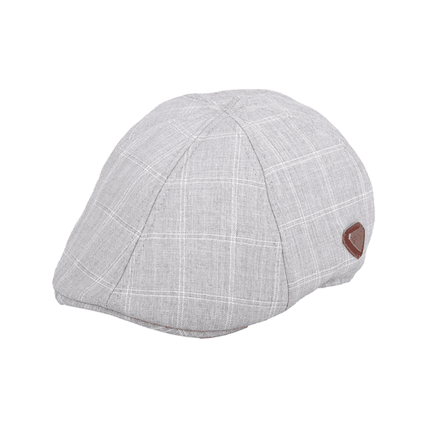 6 Panel Summer Grey Check Cotton Flat Hat (1)