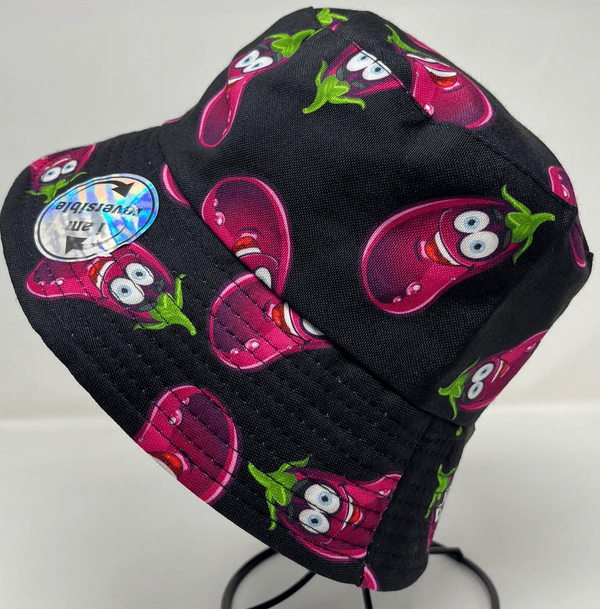 black aubergine bucket hat