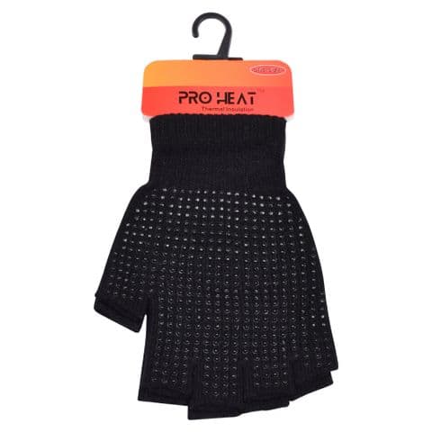 Black fingerless grip gloves