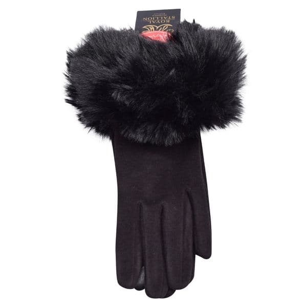 Black Furr Round Gloves
