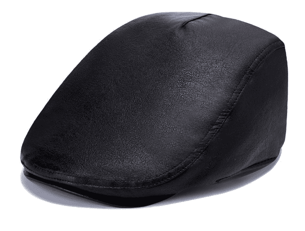 Black Leather look One size flat hat