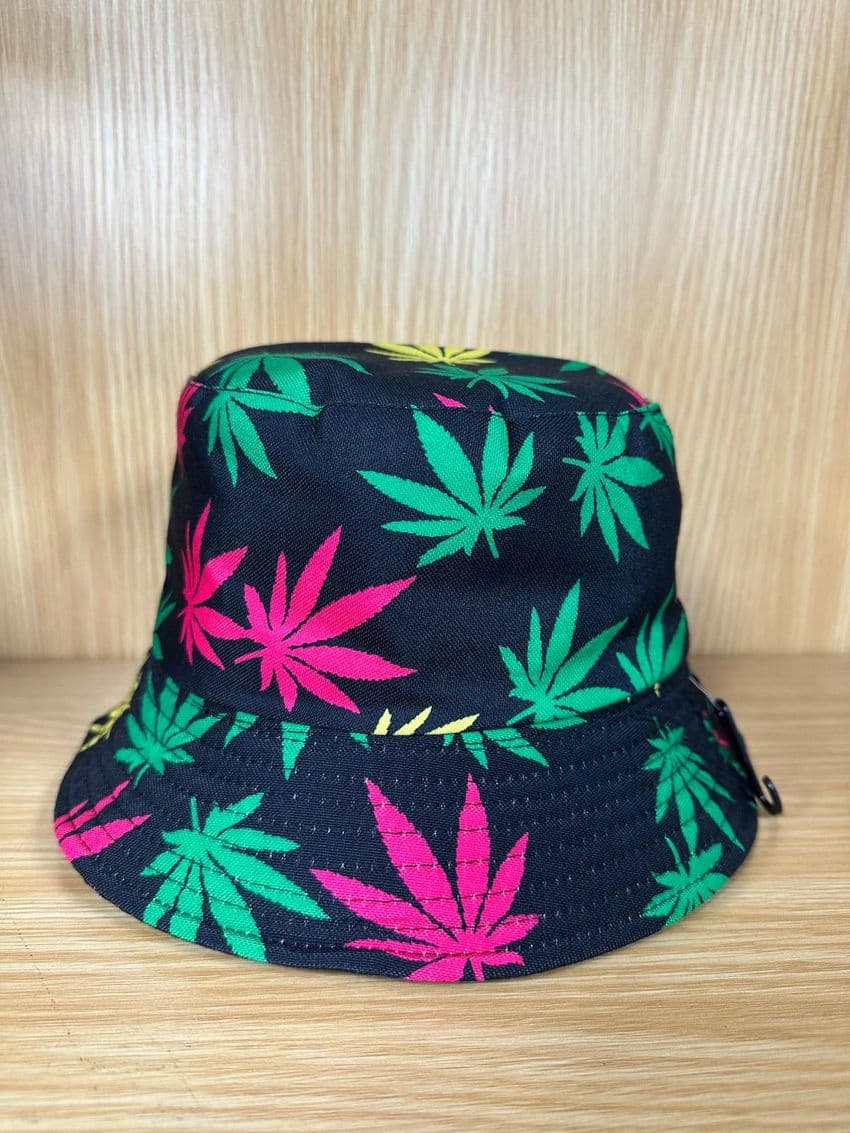 Black Multi-Color Leaf Bucket Hat