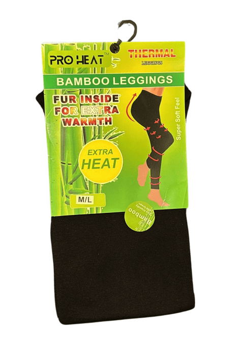 black thermal fur bamboo stretch leggings