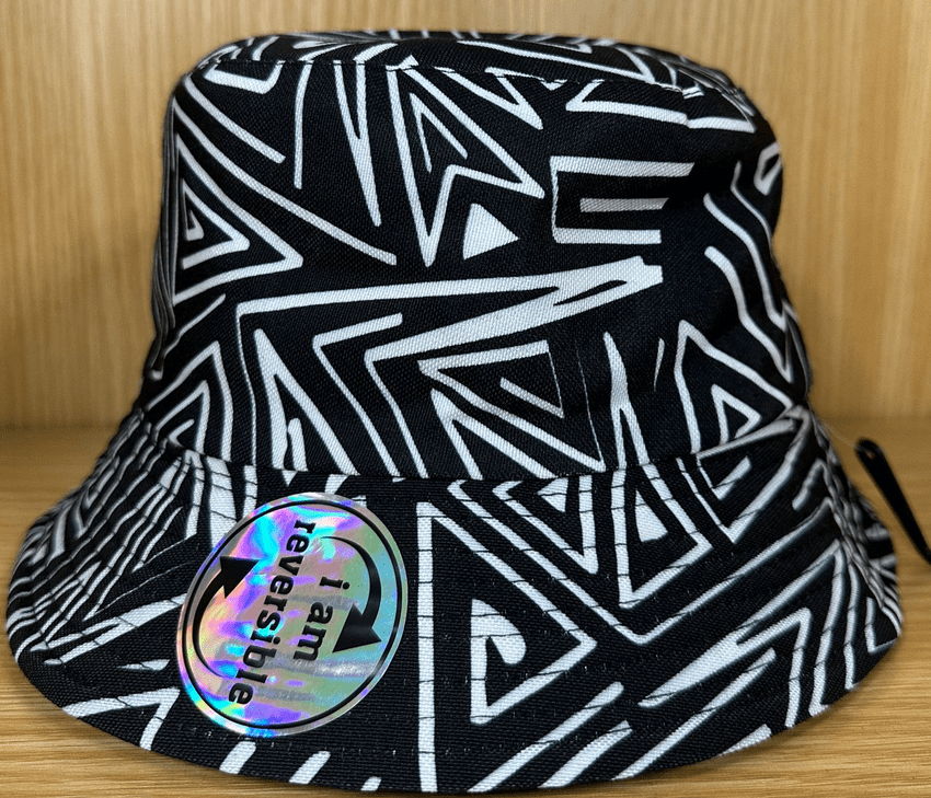 black triange bucket hat