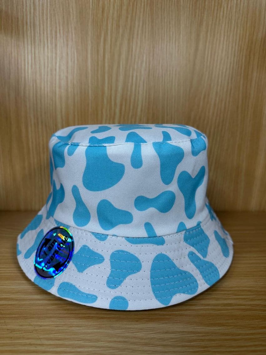 Blue Cow Print Bucket Hat