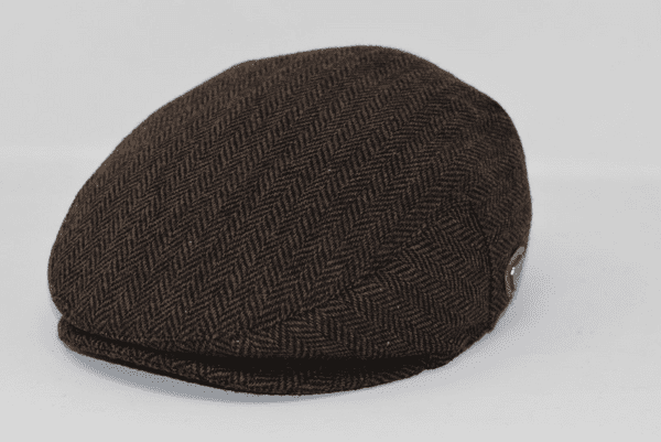 Brown herringbone newsboy flat cap
