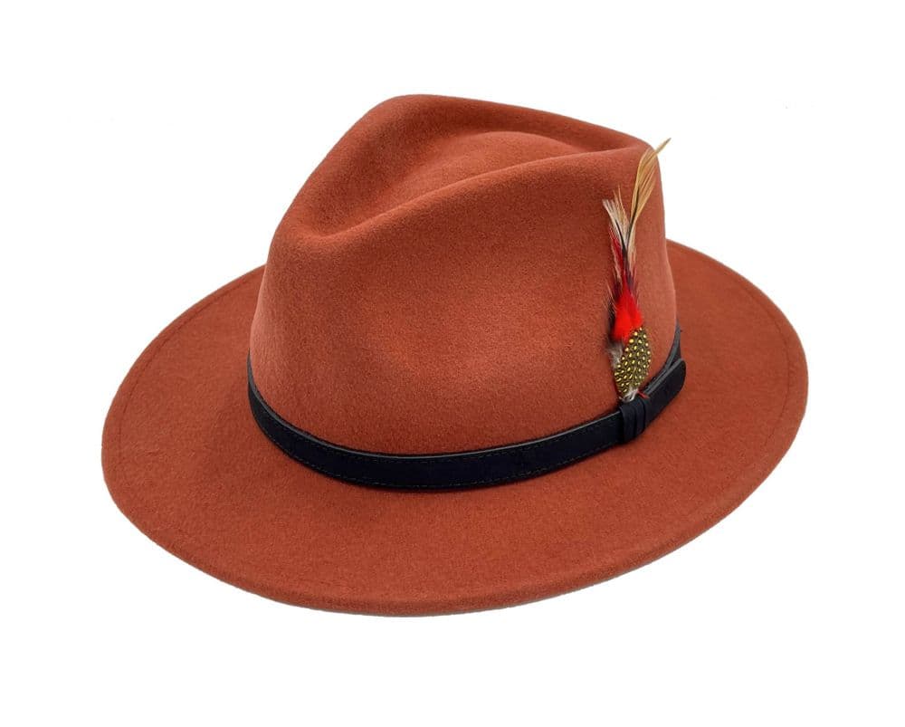 Burnt orange fedora hat