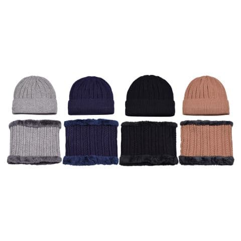 Cable knit hat and neckwarmer set