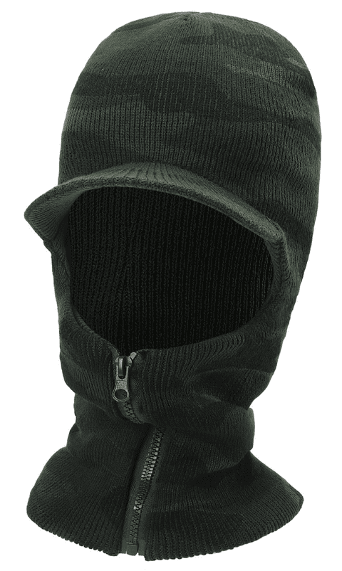 camouflage knit Zipper open face balaclava