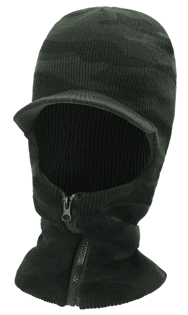 camouflage knit Zipper open face balaclava