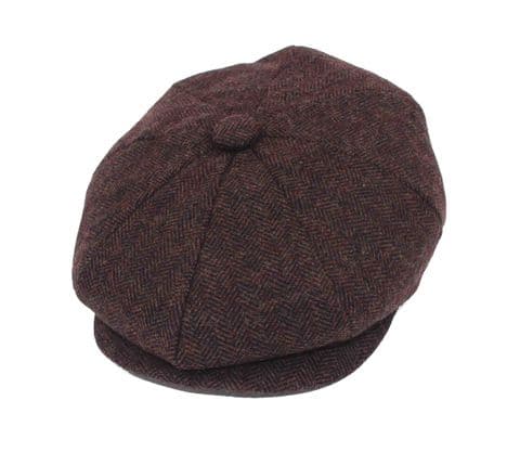 Chocolate Brown Herringbone Baker boy hat