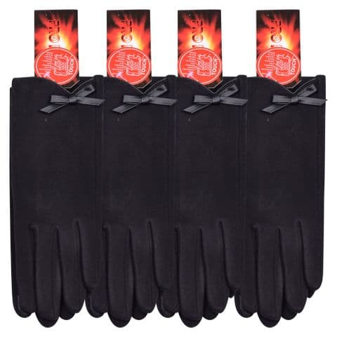 Cotton black bow gloves