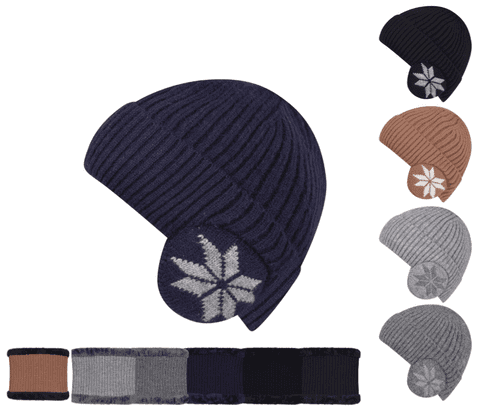 Flake Design Hat and neck warmer set