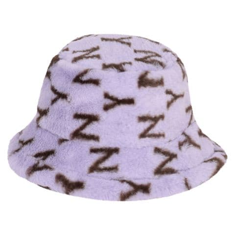 fluffy fur purple ny bucket winter hat
