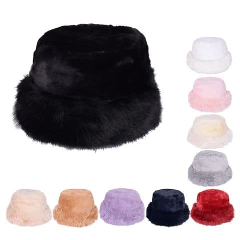fluffy fur round hat