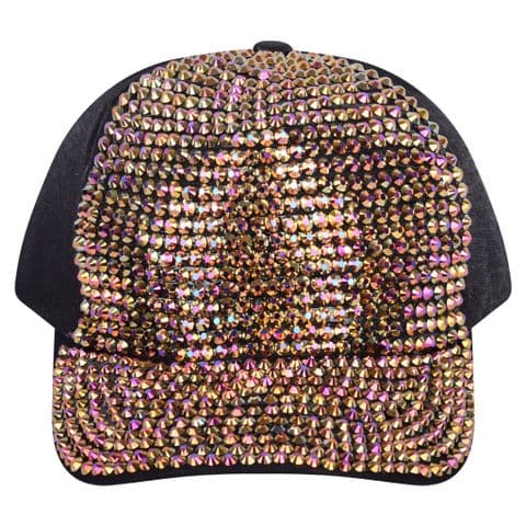 Golden Rhinestone Decor Baseball Cap